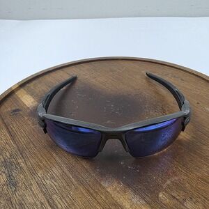 Oakley Flak 2.0 Sunglasses Mens 59-12 Black Blue Mirrored Wrap OO9188-6159